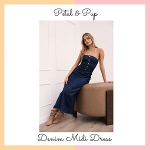 Petal & Pup Strapless Denim Midi Dress